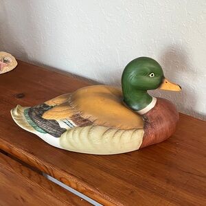 Flambro Taiwan Vintage Colorful Porcelain Mallard  Music box